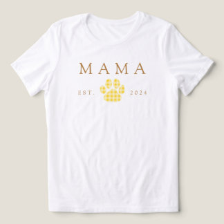 Gele Mama Gingham Paw Print Verjaardag Tri-Blend Shirt