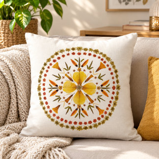Gele Mandala Geperste Bloem Van Originele Kunst Kussen