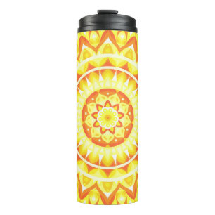 Gele Mandala Helder Zonneschijn Reizen Boho Patroo Thermosbeker