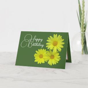 Gele margrieten groene achtergrond Gefeliciteerd m Kaart