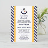 Gele marine Anchor Nautical Wedding Invitations Kaart (Staand voorkant)