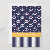 Gele marine Anchor Nautical Wedding Invitations Kaart (Achterkant)