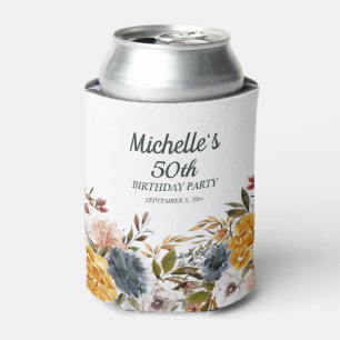 Gele Marine Blauwe Bloemen 50ste Verjaardag Blikjeskoeler