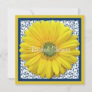 Gele marine Gerbera Daisy Bridal Shower Kaart