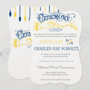 Gele marine Modern  Typografie Invite Kaart
