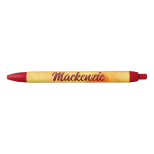Gele marmeren abstract met naam in script zwarte inkt pen