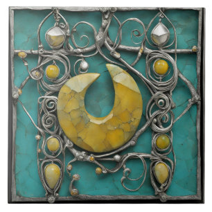 Gele marmeren metalen kunst sculptuur tegeltje