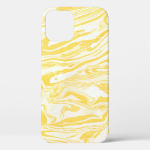 Gele marmertextuur. Handtekening iPhone 12 Hoesje