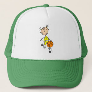 Gele meisjes basketbalhoed trucker pet