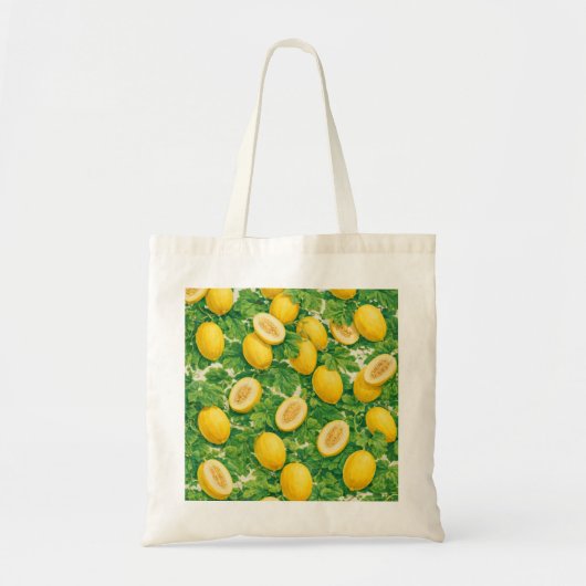 Gele Meloenschijfjes Botanisch Patroon Tote Bag (Voorkant)