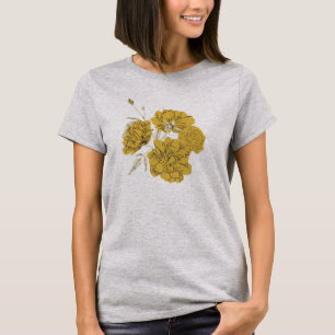 Gele minimalistische bloemen t-shirt