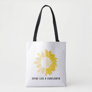 Gele minimalistische zonnebloem draagtas