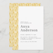 Gele moderne abstracte verjaardagsuitnodiging kaart (Voorkant / Achterkant)