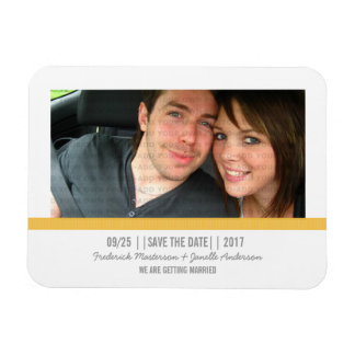 Gele Moderne Foto sparen de Magnet van de Datum Magneet