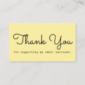Gele Moderne Manuscript Typografie Dank u Visitekaartje (Voorkant)