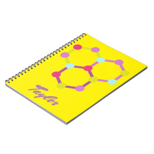 Gele moderne moleculen notitieboek (Linkerzijde)