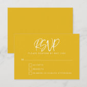 Gele moderne scriptbekisting RSVP-Kaart RSVP Kaartje (Voorkant / Achterkant)