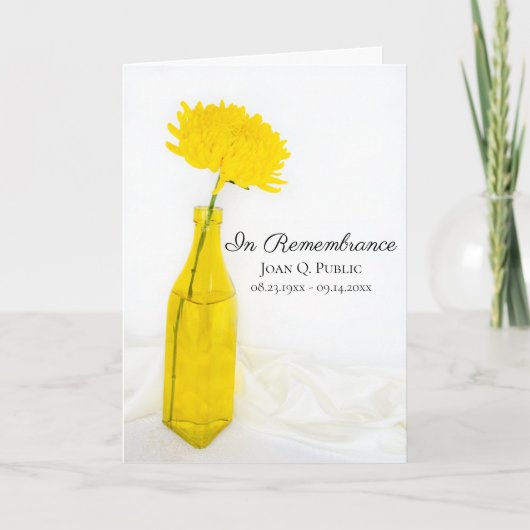 Gele moeder in vaas begrafenisdienst herdenkingsmo programma (Voorkant)