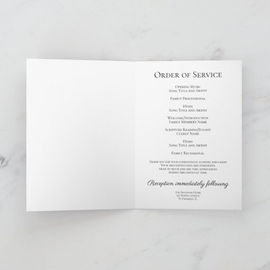 Gele moeder in vaas begrafenisdienst herdenkingsmo programma (Binnen)