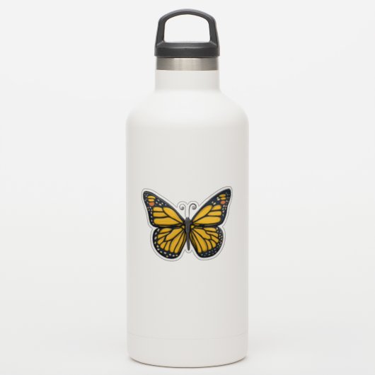 Gele Monarch Vlinder Sticker (Waterfles)