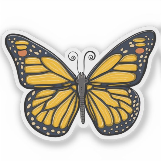 Gele Monarch Vlinder Sticker (Voorkant)