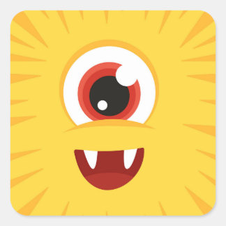 Gele monster Gezicht Vierkante Sticker