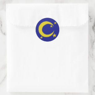 Gele moonsterren Night Sky Astronomie Midnight Ronde Sticker
