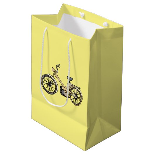 Gele Motor Fietsillustratie Medium Cadeauzakje (Voorkant Gekanteld)