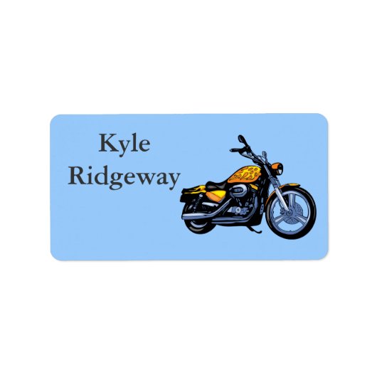 Gele Motorfiets naam label (Voorkant)