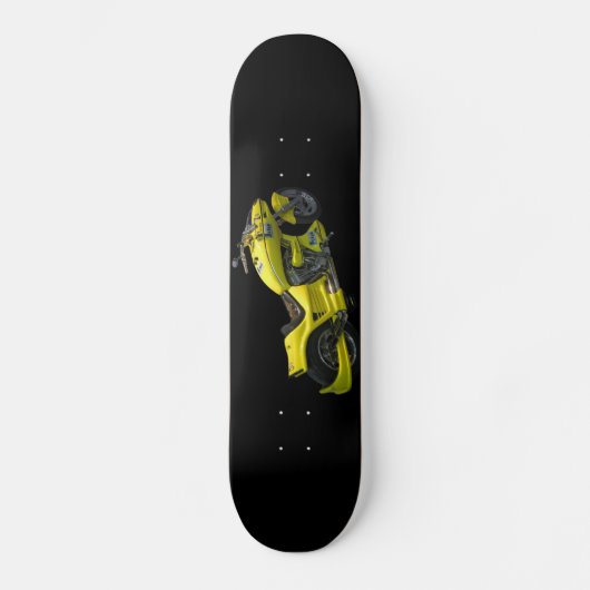 Gele motorfiets skateboard (Voorkant)