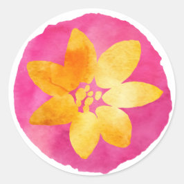 Gele multikleurige tropische bloem ronde sticker