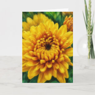 Gele Mum-bloem Bloemenkunst Lege Kaart