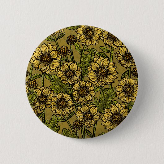 Gele Mums Ronde Button 5,7 Cm (Voorkant)