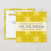 Gele Mustard Floral Wedding Invitations Kaart (Voorkant / Achterkant)