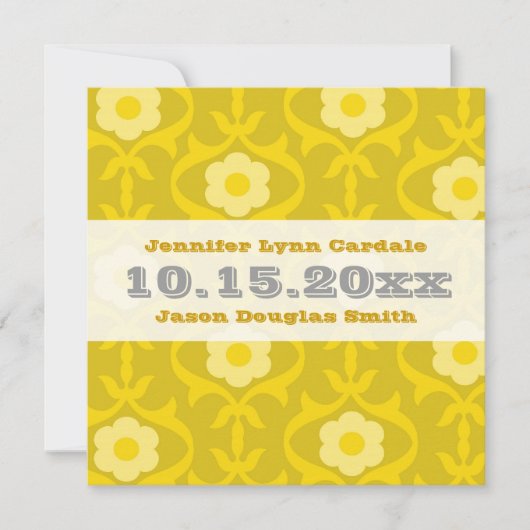Gele Mustard Floral Wedding Invitations Kaart (Voorkant)