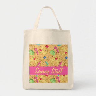 Gele naaigarens Kunst Aangepast naaiwerk Tote Bag