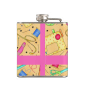 Gele naaigarens Kunstnaam op maat Heupfles (Achterkant)