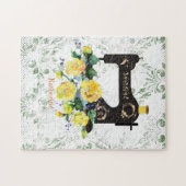 Gele naaimachine, gepersonaliseerd legpuzzel (Horizontaal)