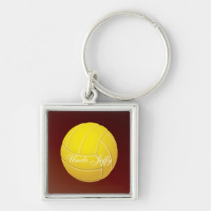 Gele naam volleybalmonogram sleutelhanger