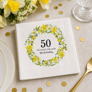 Gele Narcis 50e Verjaardagsfeestje Servet