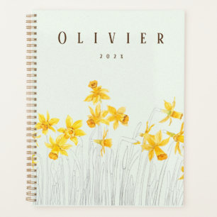 Gele narcis aquarel schilderij planner