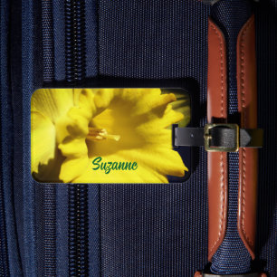 Gele Narcis Bloem Close-up Persoonlijk Bagagelabel