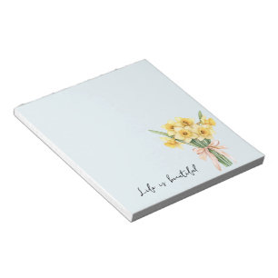 Gele narcis bloemen perzik lint notitieblok