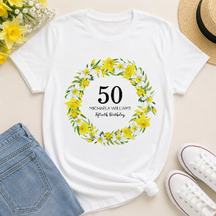 Gele Narcis Verjaardagspersoonlijk T-shirt Vijftig