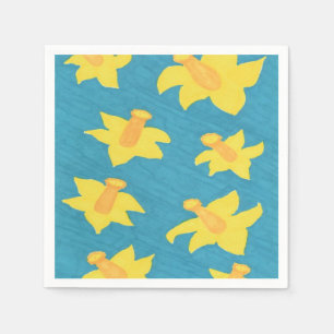 Gele narcissen op de Blauwe Servetten Achtergrond