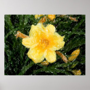 gele Narcissus Bloem abstracte originele kunst Poster
