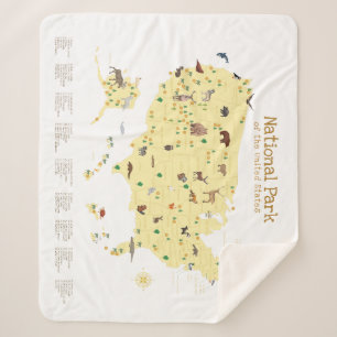 Gele Nationale Park Kaart Woodland Nursery Sherpa Deken