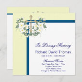 Gele Navy Blue Cross in liefdevolle herinnering Me Kaart (Voorkant / Achterkant)