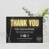 Gele neon Dank u Logo Media Invoegen Kaart (Staand voorkant)