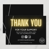 Gele neon Dank u Logo Media Invoegen Kaart (Voorkant / Achterkant)